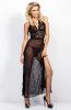 Black transparent long nightie and thong