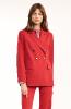 woman red jacket