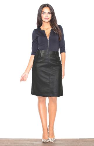 Lambskin leather skirt