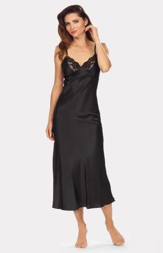 Long black satin nightgown