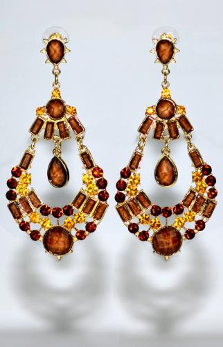 Extra long brown and gold earrings