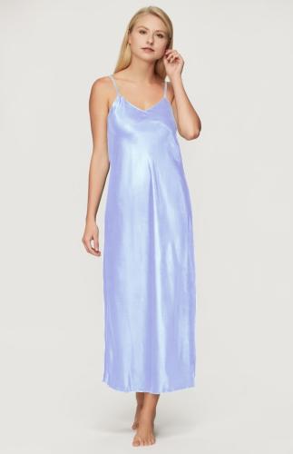 light blue long satin nightgown
