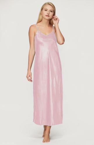 pink long satin nightgown