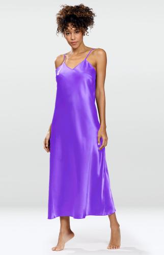 Purple long satin nightgown
