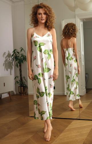 flower pattern satin nightgown