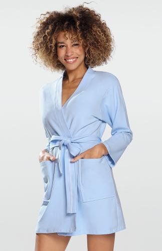luxurious blue cotton bathrobe