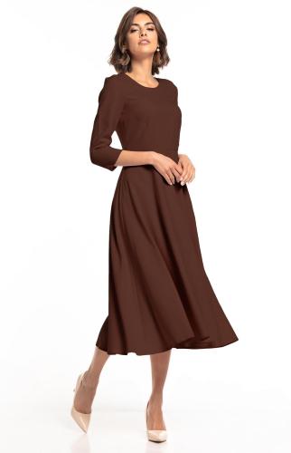 brown flared dress