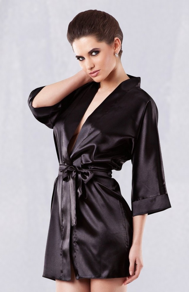 Short satin black kimono Lolita DK-LOLIT-N : idresstocode: online ...