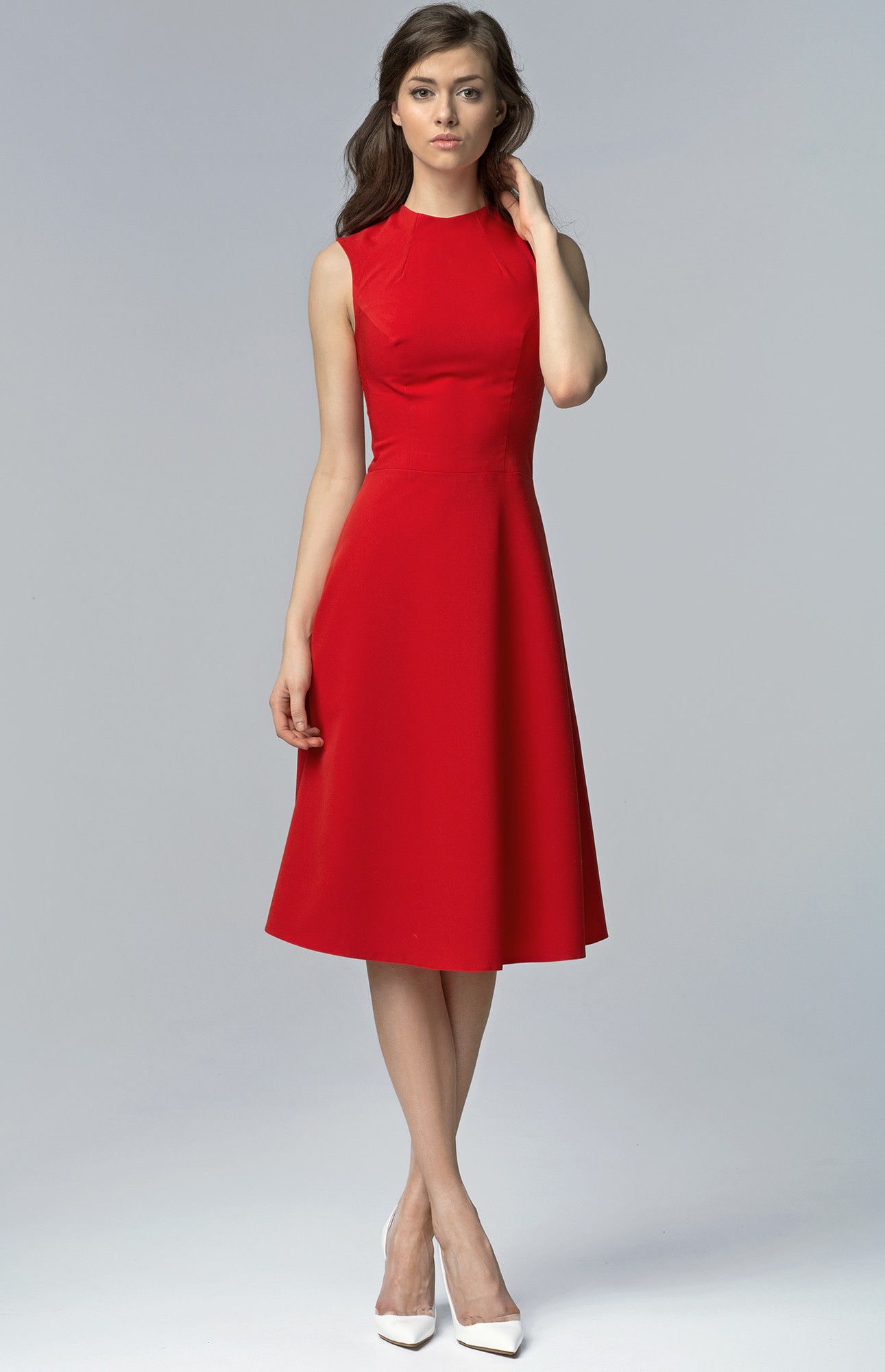 robe évasée rouge