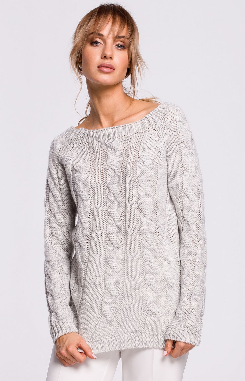 Grey boatneck sweater