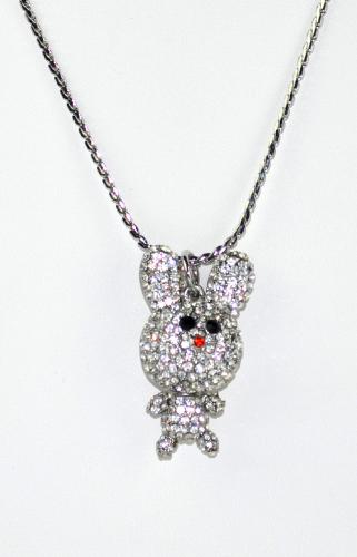 collier pendentif lapin argent strass