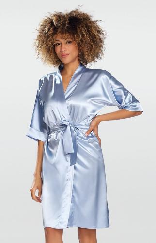 kimono satin bleu clair